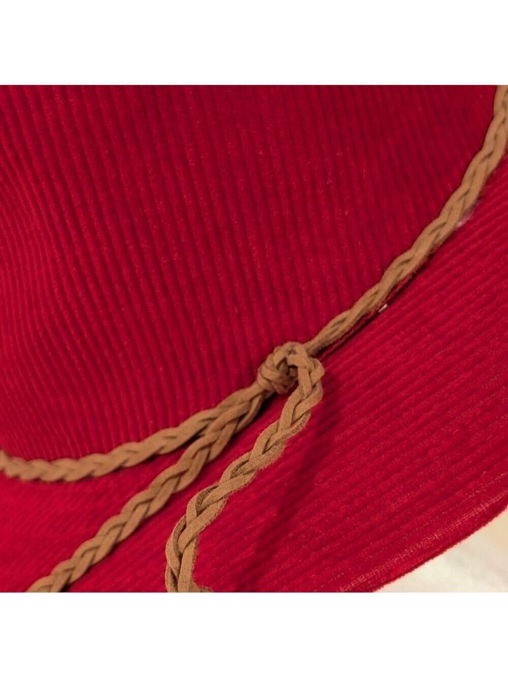 Kensie NWT Red corduroy Fedora ,3"Brim ,leather band . - Picture 3 of 6